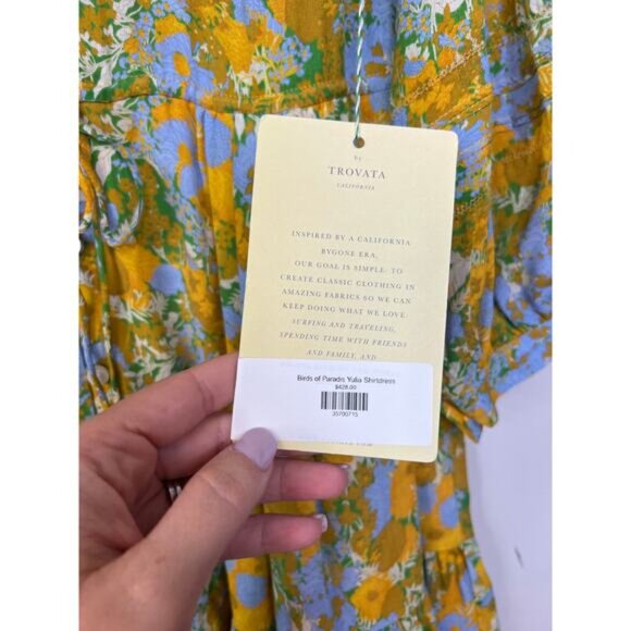 NWT Birds of Paradis Yulia Long Sleeve Fit & Flare Shirtdress in Golden Briar - Picture 6 of 8